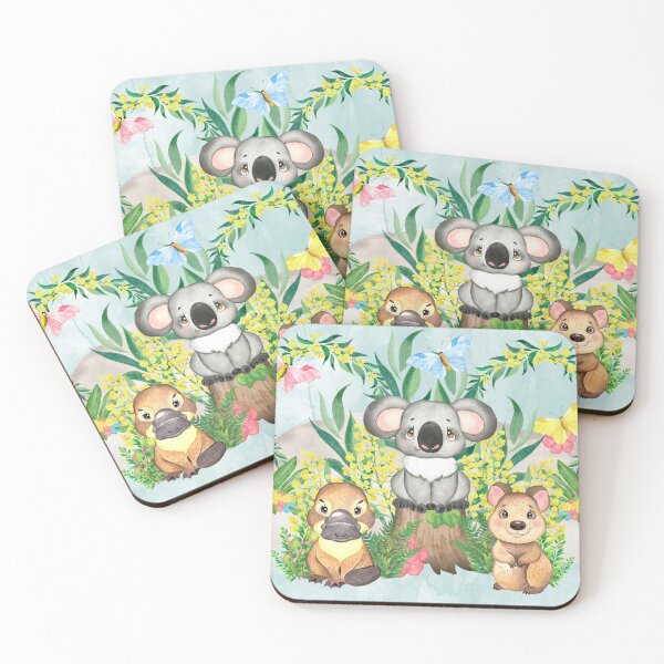 Item preview, Adorable Australian baby animals, a cute puggle, sweet koala and cheeky quokka, watercolor painting designed and sold by Orianah.