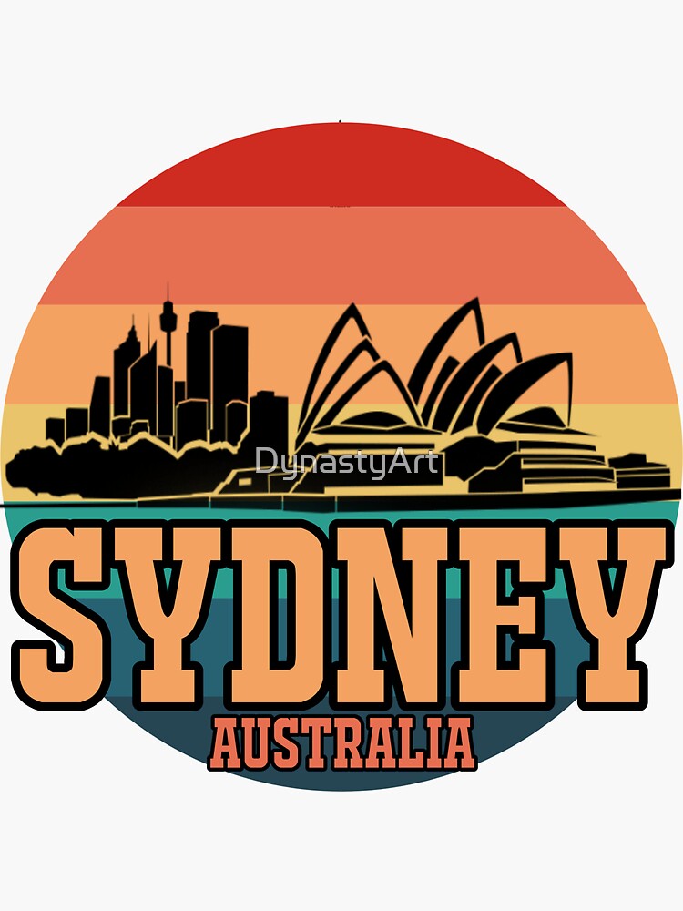 Thumbnail 3 of 3, Sticker, Retro Sunset Sydney Australia designed and sold by DynastyArt.