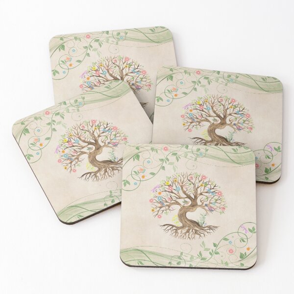 Item preview, Tree of Life - Yggdrasil - Watercolor Flowers designed and sold by k9printart.
