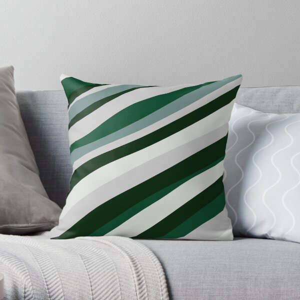 Green and Silver House Colors Stripes Throw Pillow