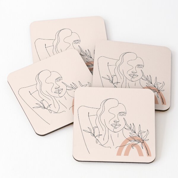 Item preview, Minimal Woman line art. One line woman body with leaves and abstract shape. designed and sold by CoCoArt-Ua.