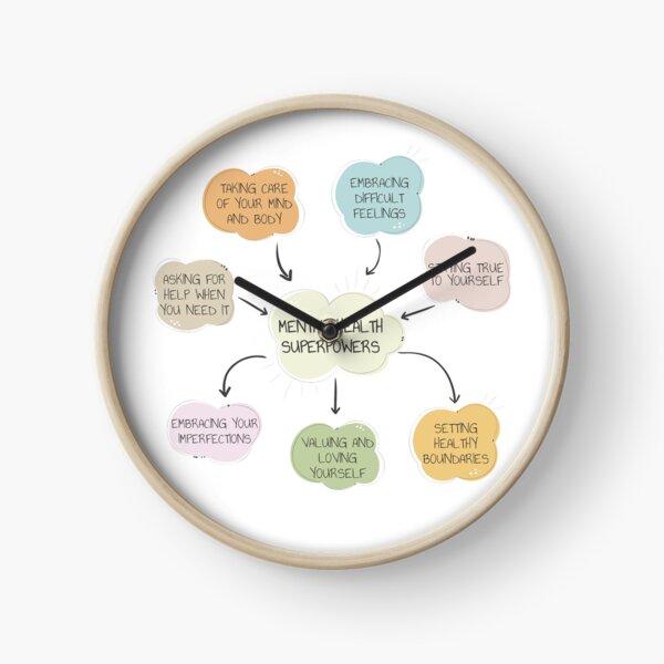 Mental Health Superpowers, Superpower, Self Love, Self Care, Therapy Art, Psychotherapy, Therapist Office Decor, School Counselor, Mind and Body, Healthy Mind Clock