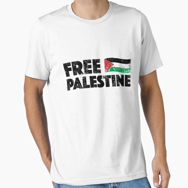 Free Palestine Distressed Flag support Arabic Save Gaza Free Palestine Free Gaza Jerusalem Essential T-Shirt