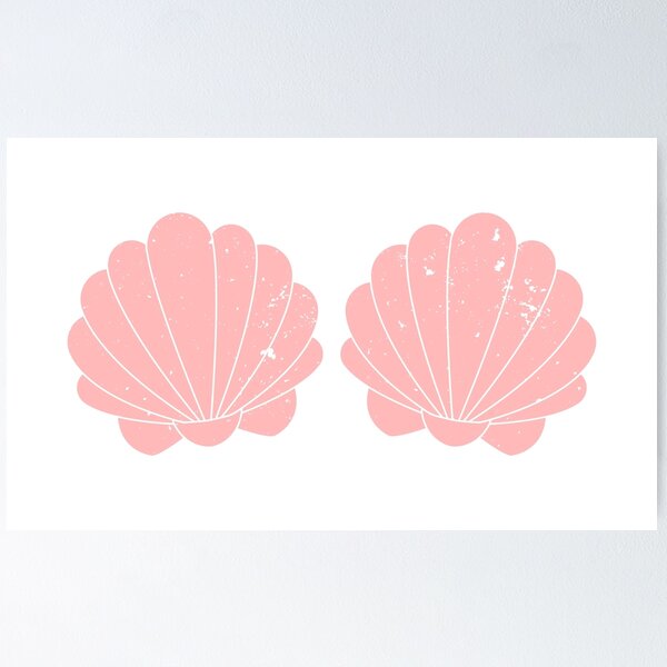 Pink scallop illustration, Ariel Mermaid Seashell , Mermaid