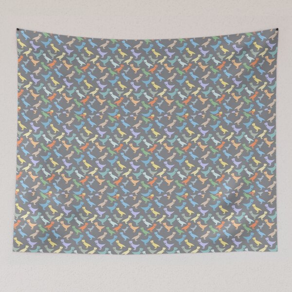 Item preview, Multi Colored T-Rex Design On Grey Background designed and sold by cgroenewald.