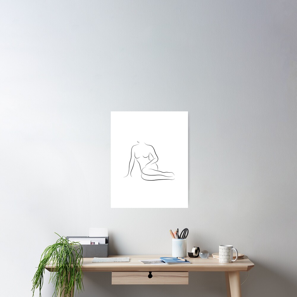 Frauenkorperkontur Linienkunstzeichnung Zierliche Daria Poster Von Odyanne Redbubble