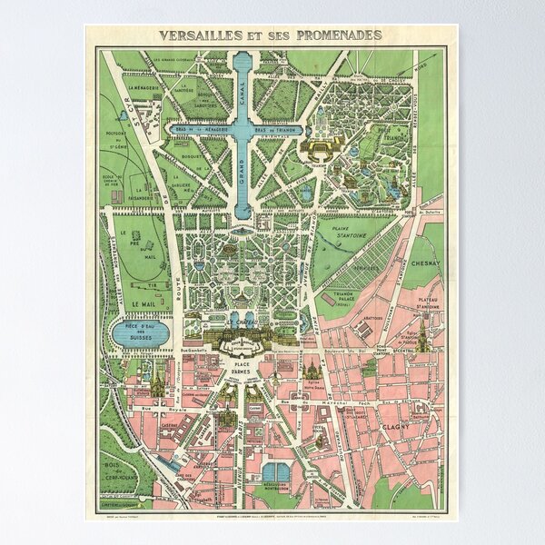 Item preview, Map of Versailles et ses Promenades, 1920 by Leconte designed and sold by nextstepdesigns.
