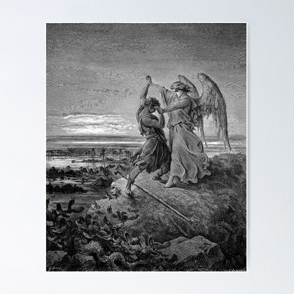 Item preview, Jacob wrestles with an Angel by Gustav Dore - Vintage Art designed and sold by RickE.