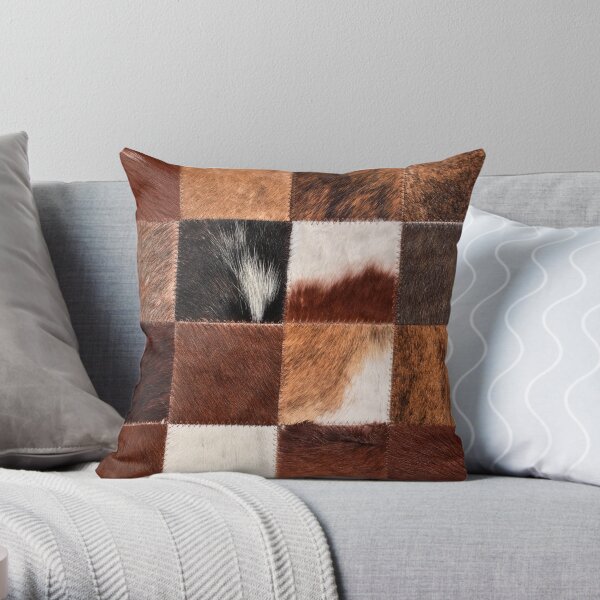 Checkered cowhide Throw Pillow
