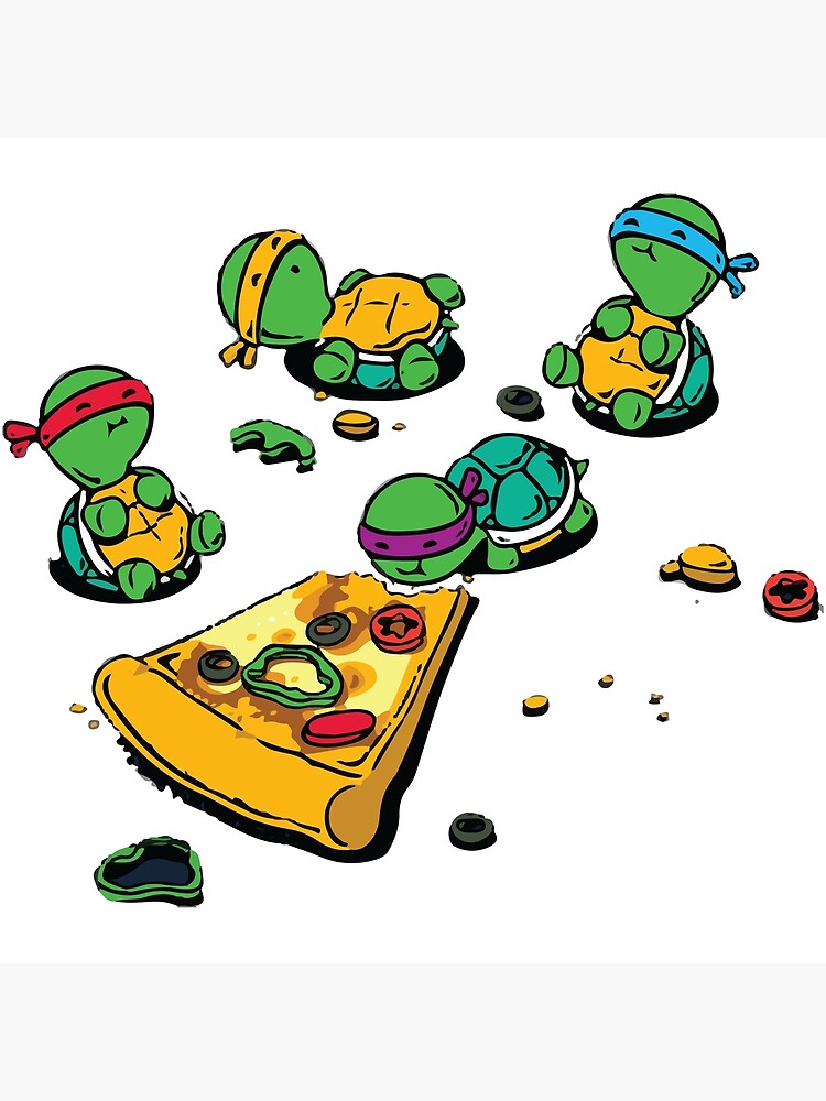 Baby Ninja turtles eating pizza | Poster