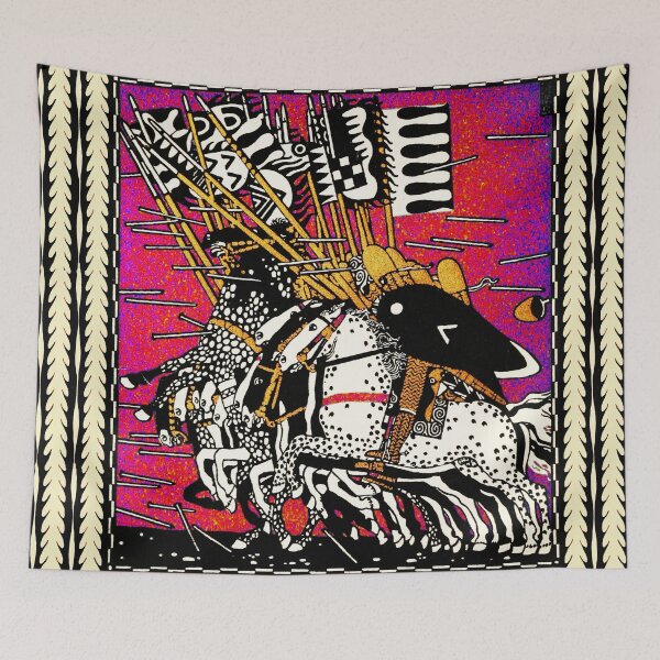 Item preview, NIBELUNGS Medieval Knights Combatting Horseback in Battle Red designed and sold by BulganLumini.