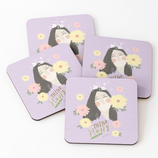 Item preview, Think Happy Thought | Girl with Flowers | Flower Girls | Happy Flowers girl designed and sold by Manoondaly.