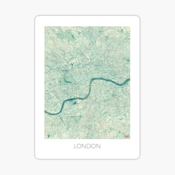 London Map Blue Vintage Sticker