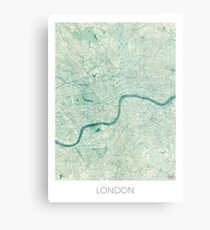 London Karte blau Vintage Metallbild