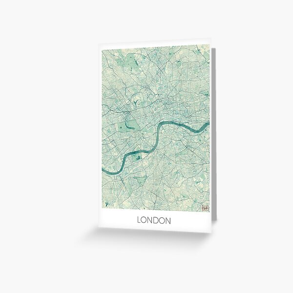 London Map Blue Vintage Grußkarte
