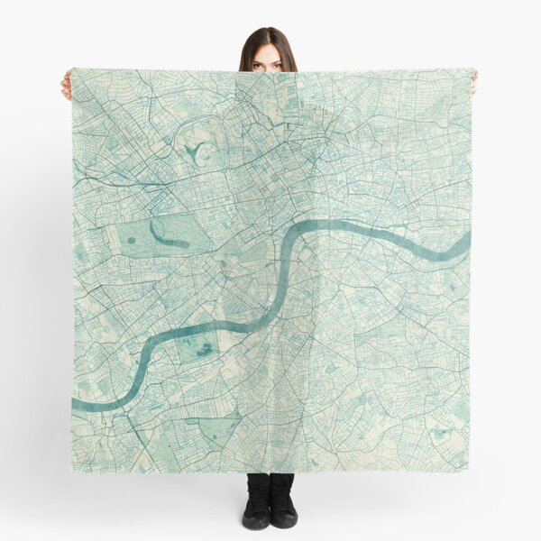 London Map Blue Vintage Scarf