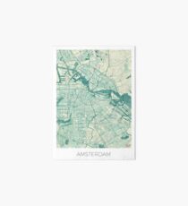Amsterdam Map Blue Vintage Art Board