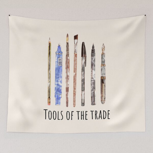 Item preview, Tools of the trade, artist, drawing, creation, poet, writer, artist, watercolor style designed and sold by Collagedream.