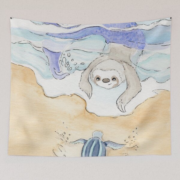 Item preview, Where You Belong Sloth and Turtle Watercolor designed and sold by Casey Wilkinson.