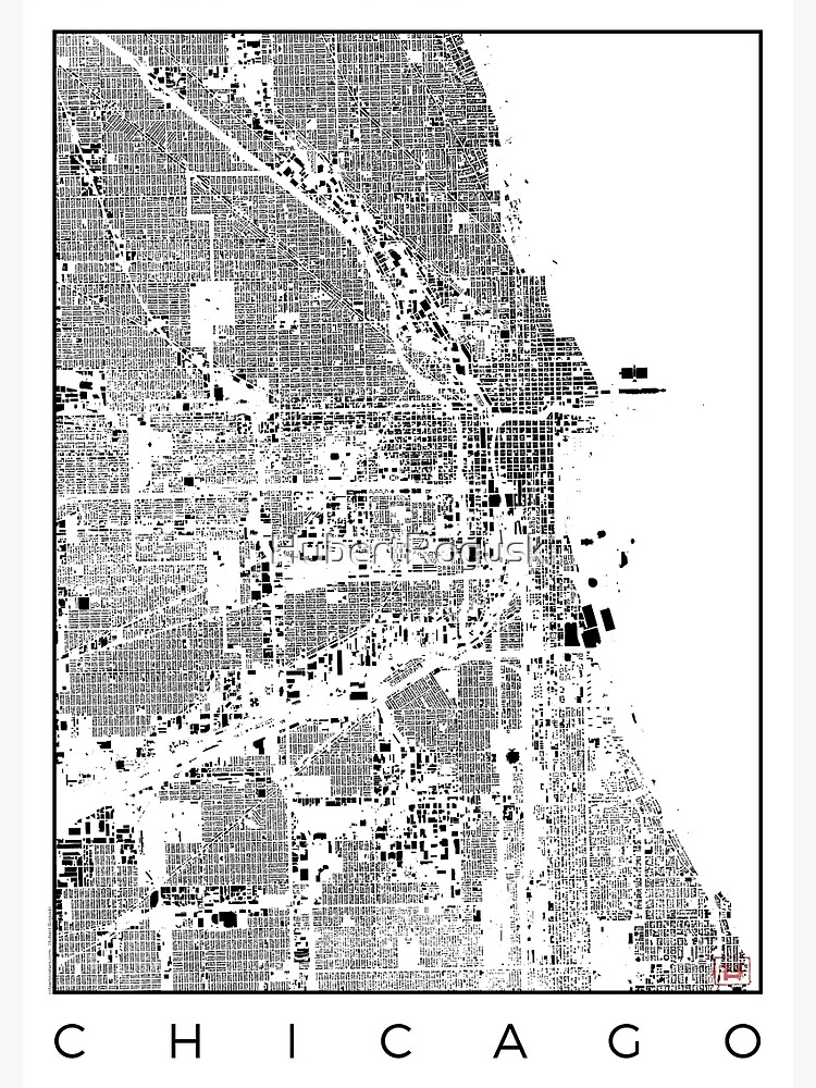 Chicago Map Schwarzplan Only Buildings Urban Plan by HubertRoguski