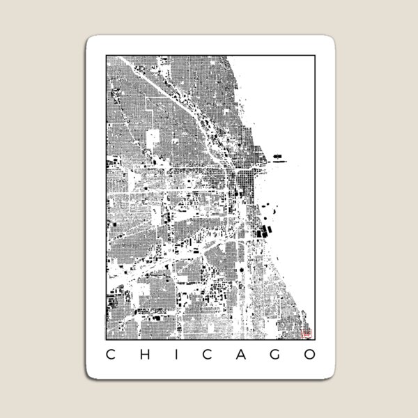 Chicago Map Schwarzplan Only Buildings Urban Plan Magnet