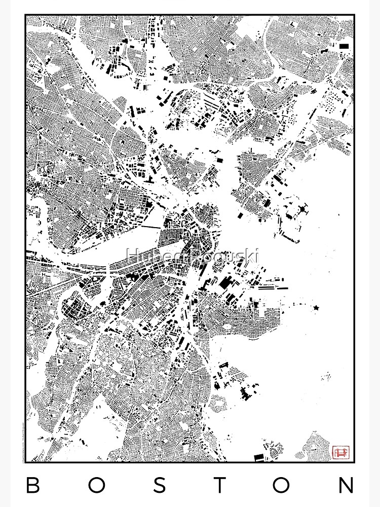 Boston Map Schwarzplan Only Buildings Urban Plan by HubertRoguski