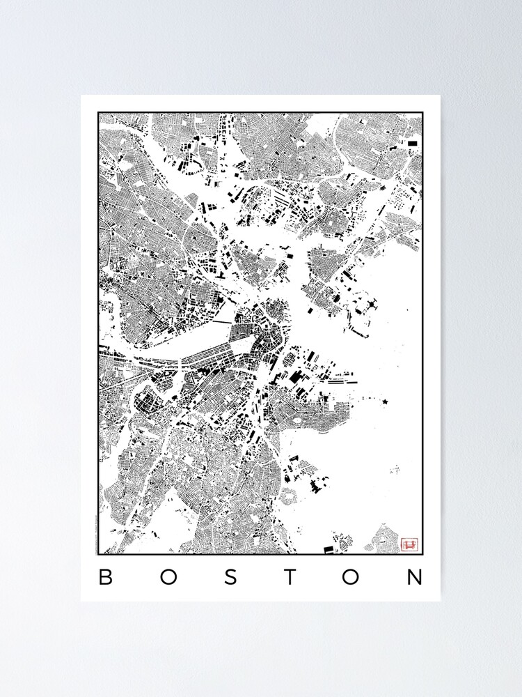 Alternate view of Boston Map Schwarzplan Only Buildings Urban Plan Poster