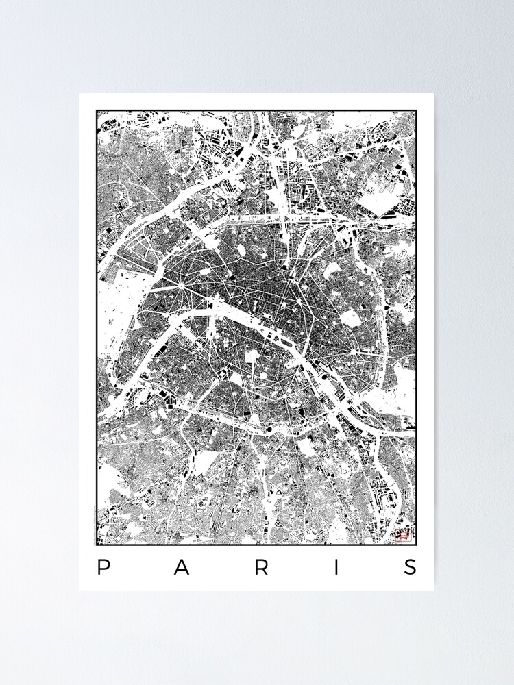 Alternate view of Paris Map Schwarzplan Only Buildings Urban Plan Poster
