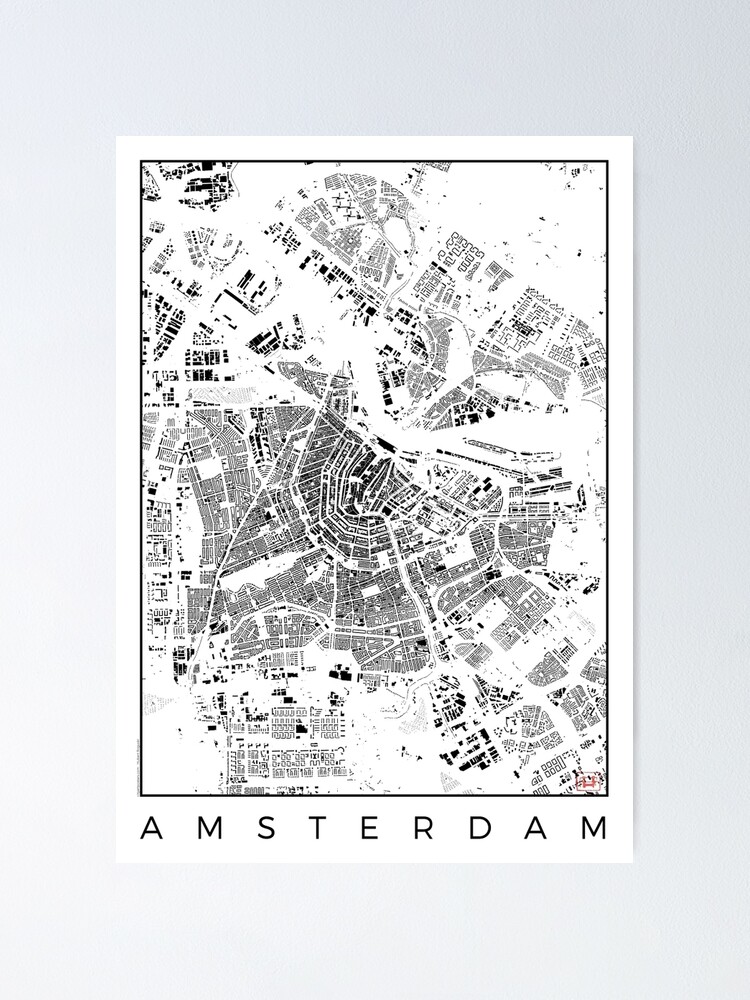 Alternate view of Amsterdam Map Schwarzplan Only Buildings Urban Plan Poster