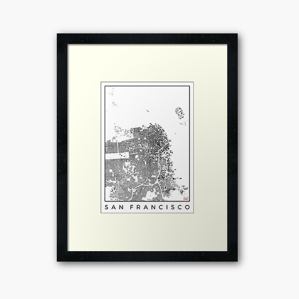 San Francisco Map Schwarzplan Only Buildings Urban Plan Framed Art Print