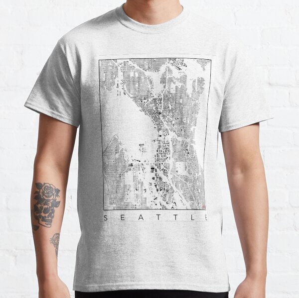 Seattle Map Schwarzplan Only Buildings Urban Plan Classic T-Shirt