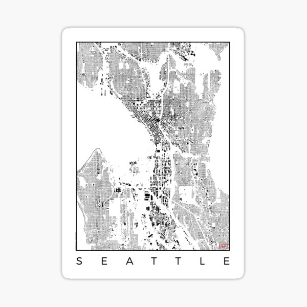Seattle Map Schwarzplan Only Buildings Urban Plan Sticker