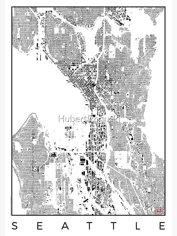 Seattle Map Schwarzplan Only Buildings Urban Plan by HubertRoguski