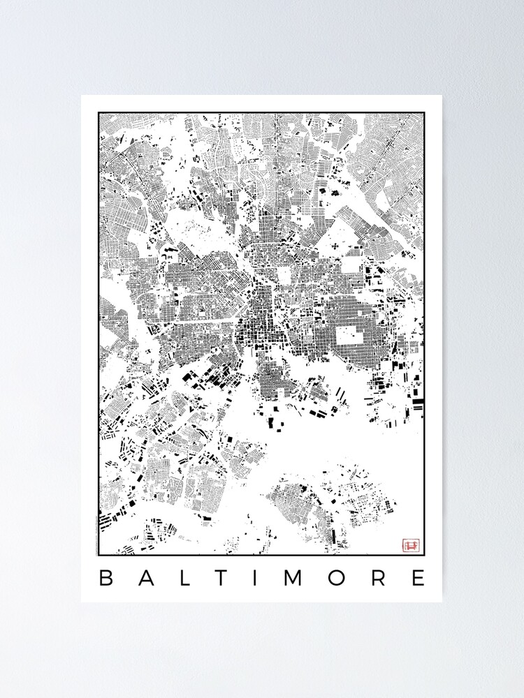 Alternate view of Baltimore Map Schwarzplan Only Buildings Urban Plan Poster