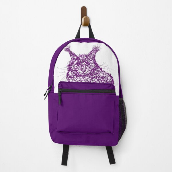 Item preview, cute purple violet cat portrait illustration, furry kitty, maine coon wallpaper and background designed and sold by lafataviola.