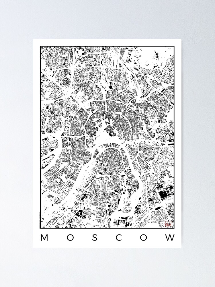 Alternate view of Moscow Map Schwarzplan Only Buildings Urban Plan Poster