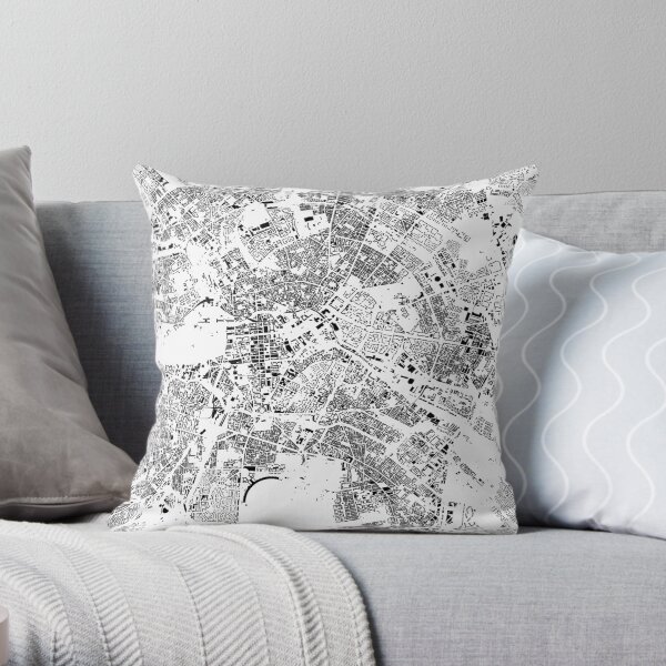Berlin Map Schwarzplan Only Buildings Urban Plan Throw Pillow