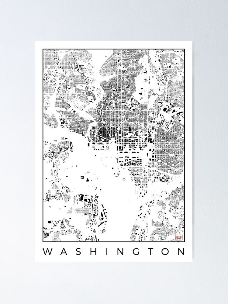 Alternate view of Washington Map Schwarzplan Only Buildings Urban Plan Poster