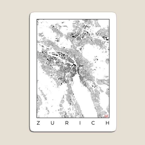 Zurich Map Schwarzplan Only Buildings Urban Plan Magnet