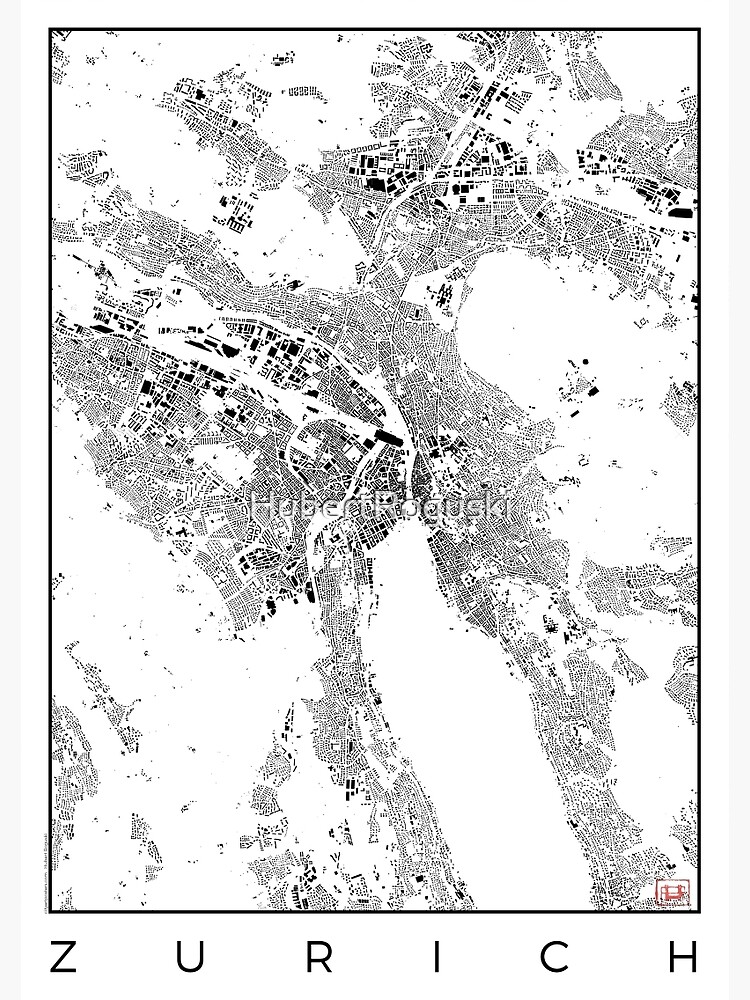 Zurich Map Schwarzplan Only Buildings Urban Plan by HubertRoguski
