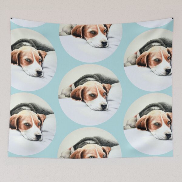 Item preview, Beagle Pencil Drawing (blue) designed and sold by SandraWarmerdam.
