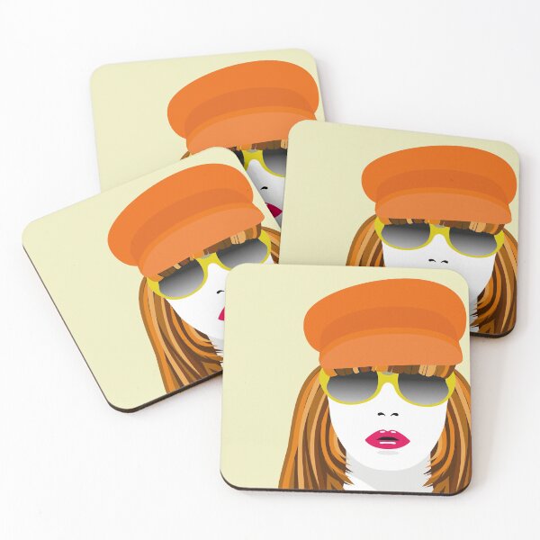 Item preview, 80's Boho Woman wearing Baker Boy Cap. Retro Vintage Fashion Illustration. designed and sold by DDoodleDesigns.