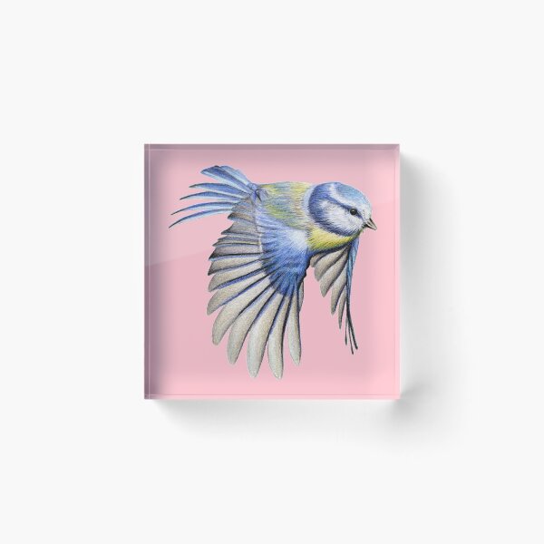 Item preview, Blue Tit Coloured Pencil Drawing (pink) designed and sold by SandraWarmerdam.