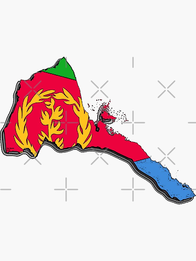  Eritrea  Map  with Eritrean  Flag  Sticker by Havocgirl 