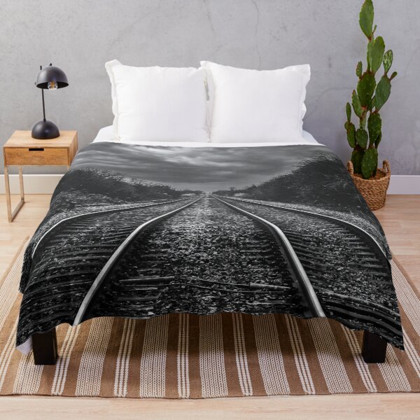 Item preview, Black and White Moody Hazy Train Track designed and sold by KirstyNadineArt.