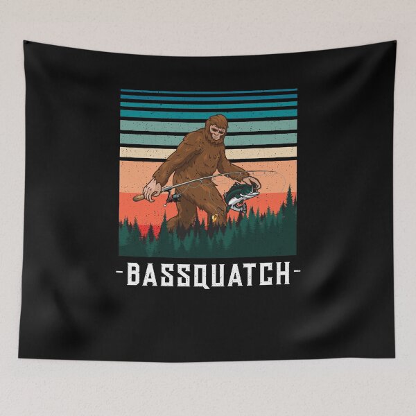 Item preview, Bassquatch Funny Bigfoot Bass Fishing Fisherman Fish Retro designed and sold by ChromanautMerch.