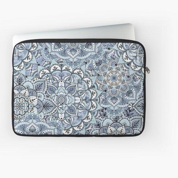 Boho Blue Mandalas Pattern Laptop Sleeve