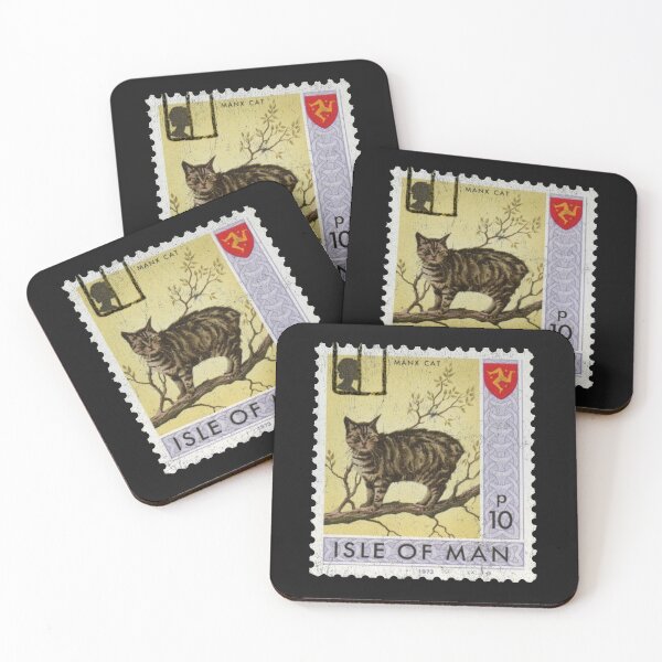 Item preview, Manx Cat Isle Of Man Postage Stamp Yellow designed and sold by curledup-cat.
