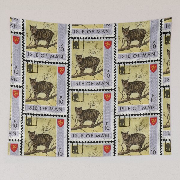 Item preview, Manx Cat Isle Of Man Postage Stamp Yellow designed and sold by curledup-cat.