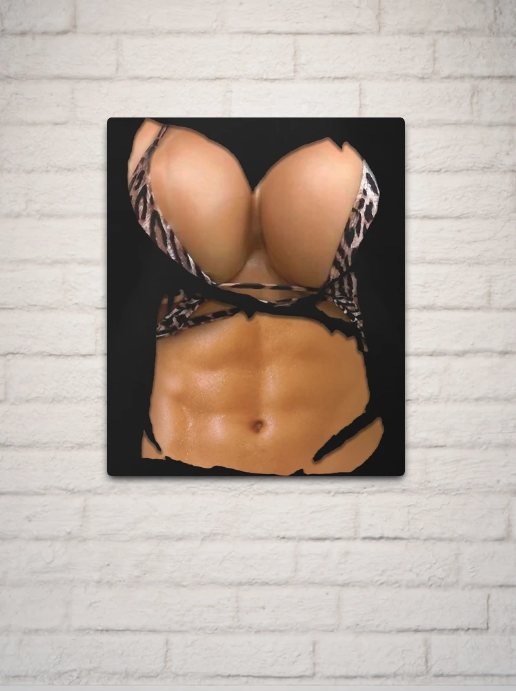 Fake Abs Shirt Bikini Body Muscle Six Pack Fake Big Boobs Metal Print for  Sale by wavatipton